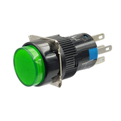 AL6-A 16mm 30V Green Illuminated Self-Locking Button - 1