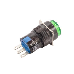 AL6-M 16mm 30V Yeşil Yaylı Buton - 2