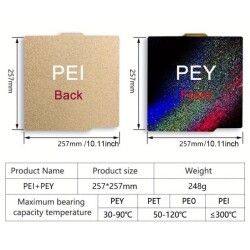 Bambu Lab X1-P1P-P1S PEI+PEY Kaplı Yay Çeliği Manyetik Tabla - 257x257mm - 3