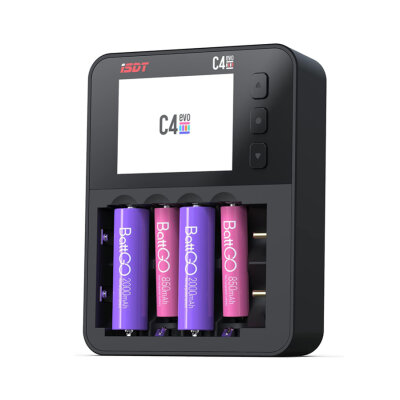 C4 EVO Smart Battery Charger with Display - AA / AAA / Li-ion Battery Compatible - 1