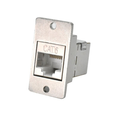 CAT6 RJ45 Female Panel Mount Connector Silver - SCAT6-C - 1