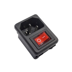 DB-14 Male Power Socket Red Illuminated Switch 