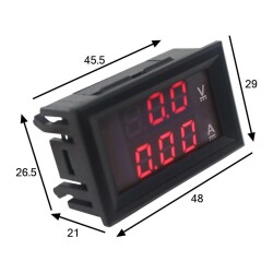 DC 100V 10A Voltmetre - Ampermetre Panel Tipi - 2