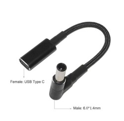 Dişi Type C - Erkek 6.0x1.4mm Jack Dönüştürücü Kablo Tip-C to 6014 