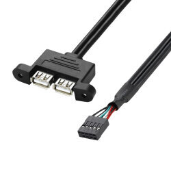 Dual USB 2.0 Female - 9-Pin Header Motherboard Extension Cable - 30cm - 1