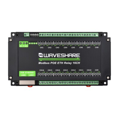 Endüstriyel 16 Kanallı Modbus RTU Ethernet Röle Modülü - PoE Ethernet Port - 1