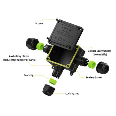 EW-M2068L-3T 3-Way Waterproof Cable Junction Box - 4