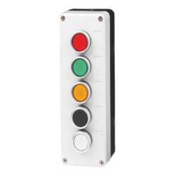 Five Push Button Box - Red / Green / Yellow / Blue / White