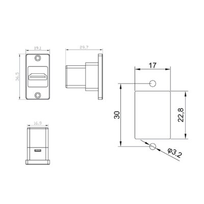HDMI Female Panel Mount Connector - SHDTV-C - 3