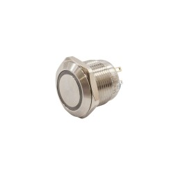 HJS19C 19mm Düz Yaylı Işıklı Metal Buton - Yeşil 