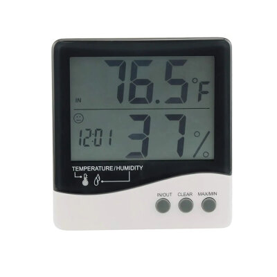 HTC-2 Digital Thermometer with Clock - Temperature and Humidity Meter - 2
