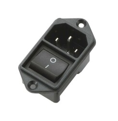 IEC320 Kulaklı Erkek Power Soketi - Anahtarlı Sigortasız 