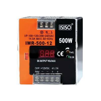 IMR-500-12 - 500W 12VDC 41.5A Mini Göstergeli Raya Montajlı Güç Kaynağı - 1