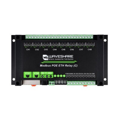 Industrial 8-Channel Modbus RTU Ethernet Relay Module (C) - PoE Ethernet Port - 2