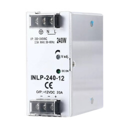 INLP-240-12 - 240W 12VDC 20A Raya Montajlı Güç Kaynağı 