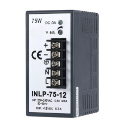 INLP-75-12 - 75W 12VDC 6.3A Rail Mounted Power Supply 