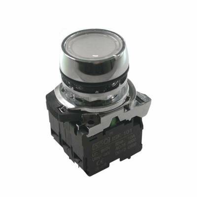 ISM-BW31B5 24V Illuminated Spring Metal Button - White - 1