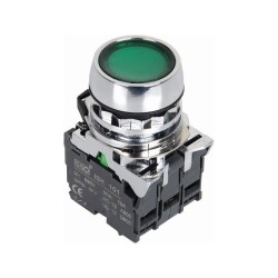 ISM-BW33B5 24V Illuminated Spring Metal Button - Green 