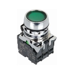 ISM-BW33M5 220V Işıklı Yaylı Metal Buton - Yeşil - ISISO