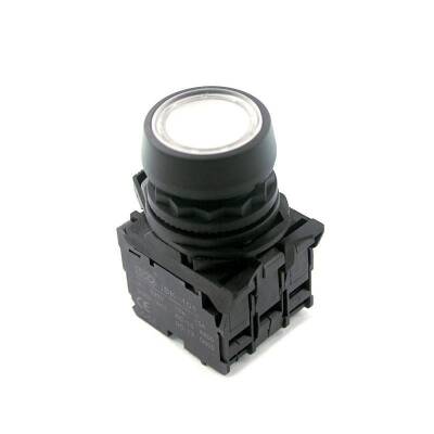 ISP-AW31B5 24V LED Illuminated Spring Button - White - 1