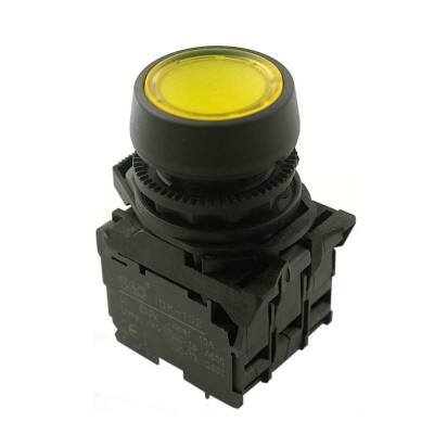 ISP-AW35M5 220V LED Illuminated Spring Button - Yellow - 1