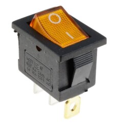 KCD1-1 Yellow Illuminated On/Off Switch 3 Pin