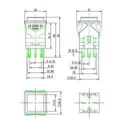 KD2-22 19mm Işıklı Anahtarlı Push Buton - Sarı - 3
