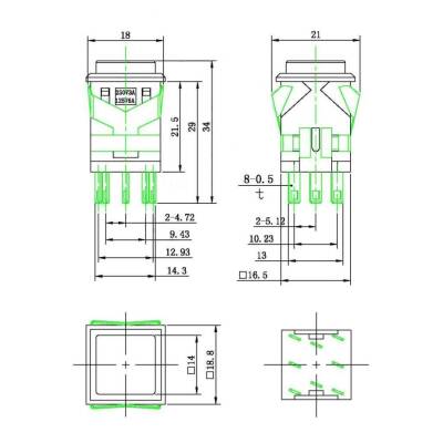 KD2-22 19mm Işıklı Anahtarlı Push Buton - Sarı - 3
