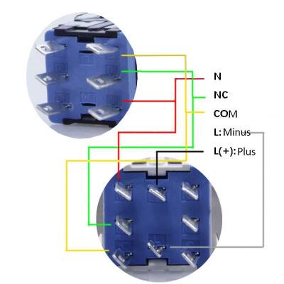 KD2-22 19mm Işıklı Anahtarlı Push Buton - Sarı - 4