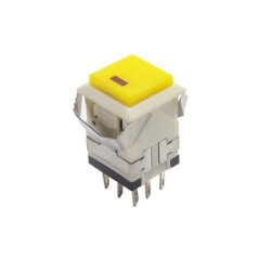 KD2-22 19mm Self - locking with lights Push Button - Yellow - 1