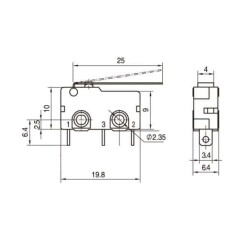 KW4A Micro Switch 3-Pin Uzun Palet - 3