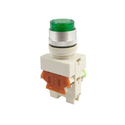 LAY7 (PBCY090) LAY37 1NO+1NC Switched Illuminated Push Button - Green - 2