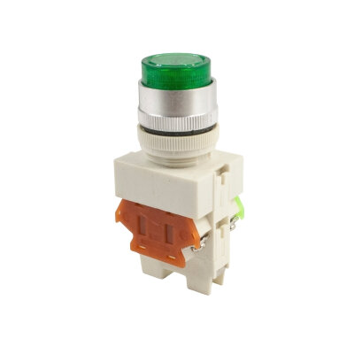 LAY7 (PBCY090) LAY37 1NO+1NC Switched Illuminated Push Button - Green - 2