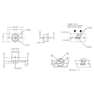 LK-2PIN-R1052-PCB2011 2-Pin 10mm Pogo Pin Manyetik Konnektör Takımı - PCB'li - 3