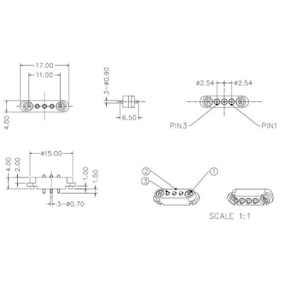 LK-3PIN-1700404 3-Pin 2.54mm Pogo Pin Manyetik Konnektör Takımı - 3