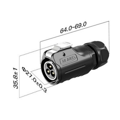 LP-20-C03PE-03-001A 3-Pin Su Geçirmez Konnektör - Erkek - 2