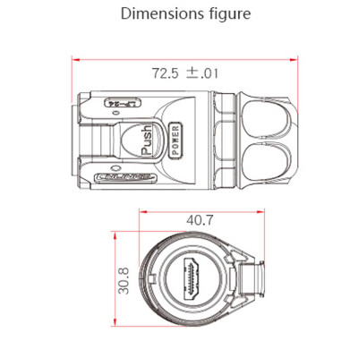 LP-24-HDMI-MP-MP-1M-001 Waterproof HDMI Male Connector - 1M Cable - 3