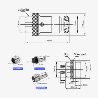 Mike Connector 4-Pin 16mm - Female - 2