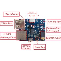 MP3 Kumandalı Amfi Devresi SD Kart + USB Bellek Destekli - 2