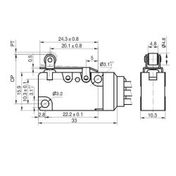 MT3-BAA300L83-GA300 SPDT NO+NC 3-Pin Waterproof Wired Micro Switch - 2