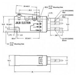 MT3-BAA300L84-GA300 SPDT NO+NC 3-Pin Su Geçirmez Kablolu Micro Switch - 2