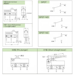 MT8-H01D300A06 SPDT NO+NC 3-Pin Toz Geçirmez Micro Switch - 2