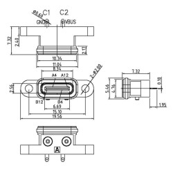 Panel Type Female Type-C Socket 3.1 - 2