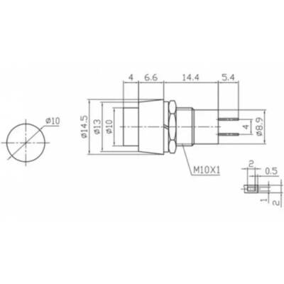 PBS-20B 12mm Spring Short Push Button - Red - 2