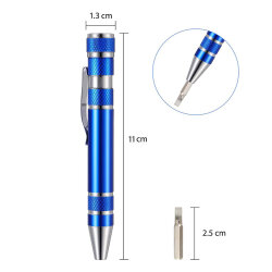 Pen-Shaped Aluminum Screwdriver - 8 Pieces Tips - 5