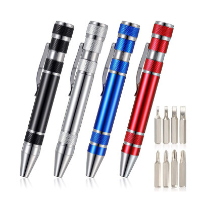 Pen-Shaped Aluminum Screwdriver - 8 Pieces Tips - 1