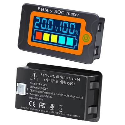 PZEM-009 8-100V Digital Battery Voltage Capacity Indicator - Orange - 2