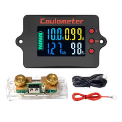 PZEM-037 8-120V 100A Voltmetre Ampermetre - Batarya Kapasite Yöneticisi + 100A Şönt + 2m USB Kablo - 1
