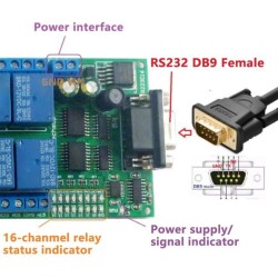 R223C16 12V 16 Kanal RS232 Röle Modülü - 3