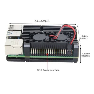 Raspberry Pi 4 Alüminyum Soğutucu Kasa - Çift Fanlı - 5